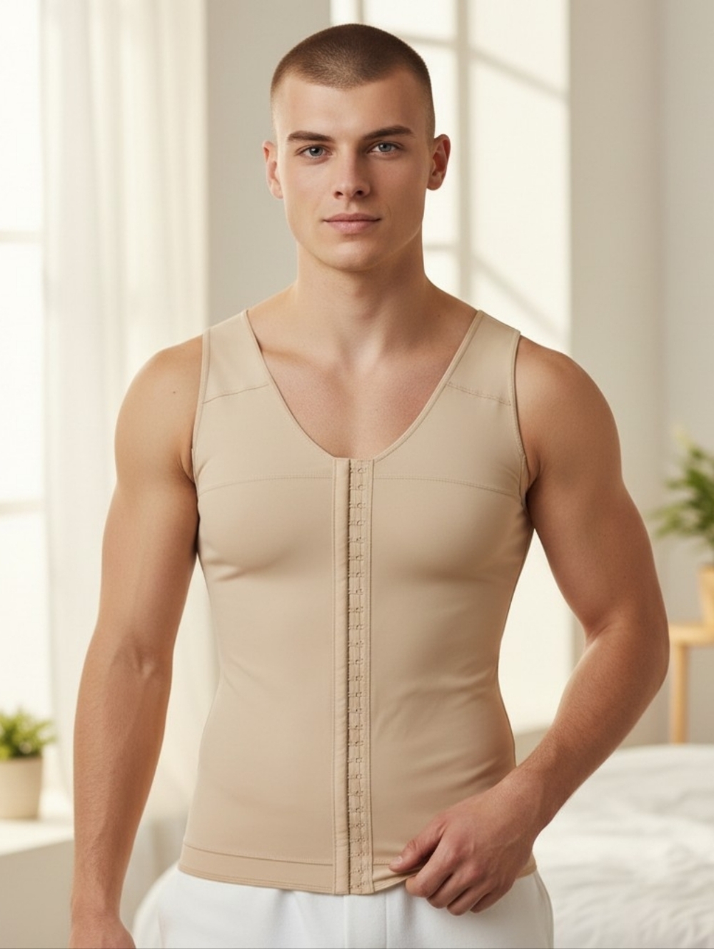 ComfortFit Front-Closure Shapewear Tank - Cream
